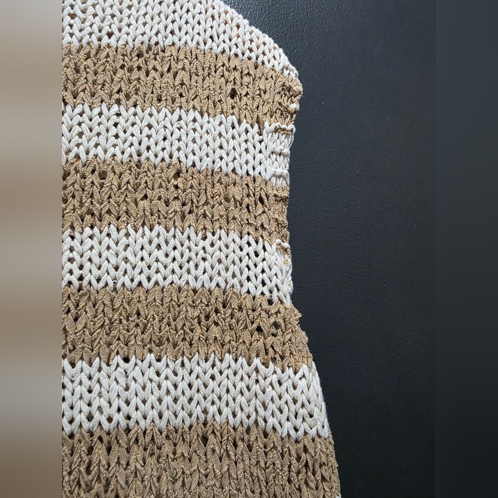 Free People Women's Wave After Wave Loopy Knit Sleeveless Sweater Sz M Tan Cream - Picture 6 of 13